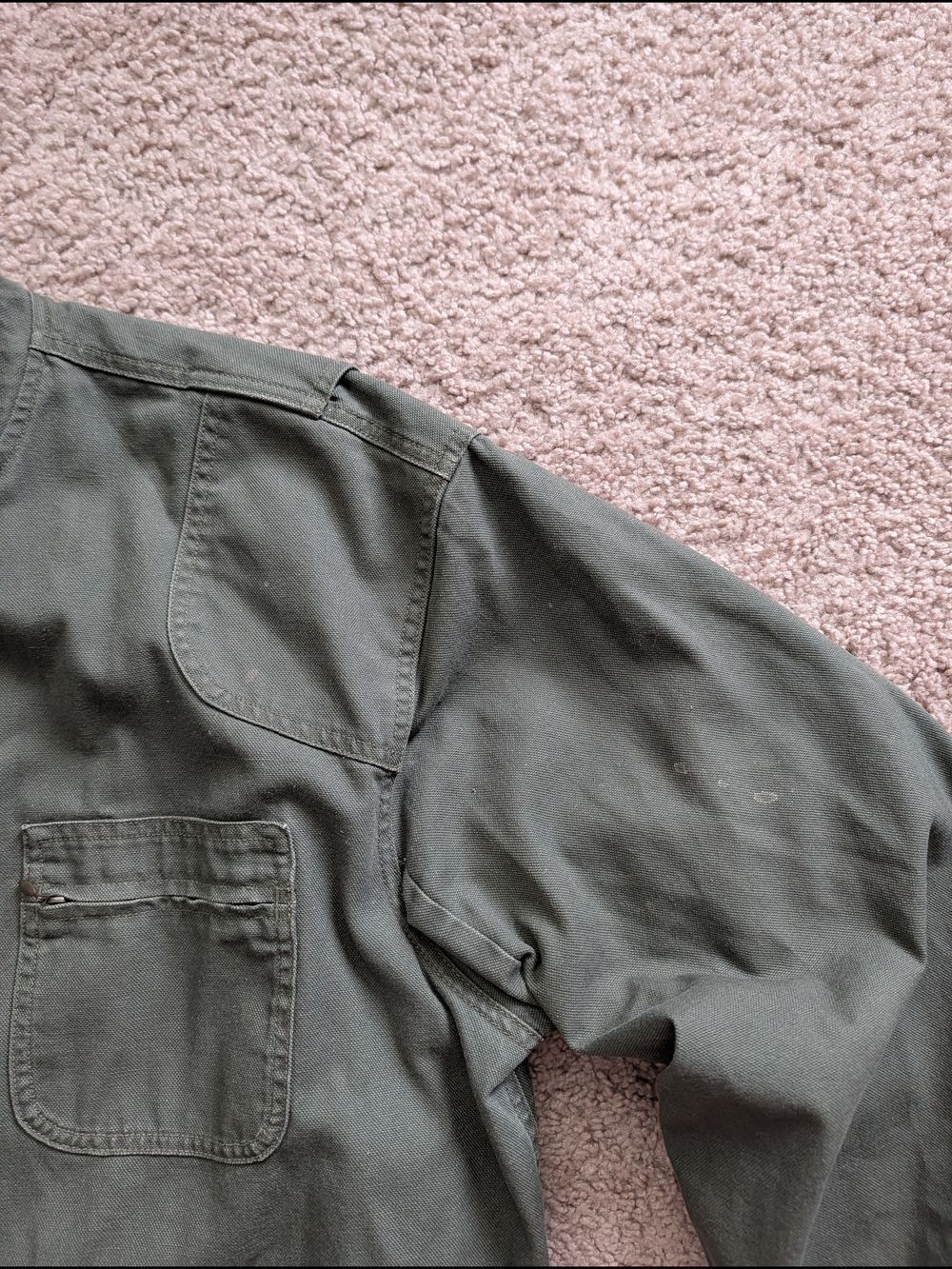 L.L. Bean Mens Olive Green Cotton Lined Button Down Original Field Coat Size XXL - Picture 8 of 14